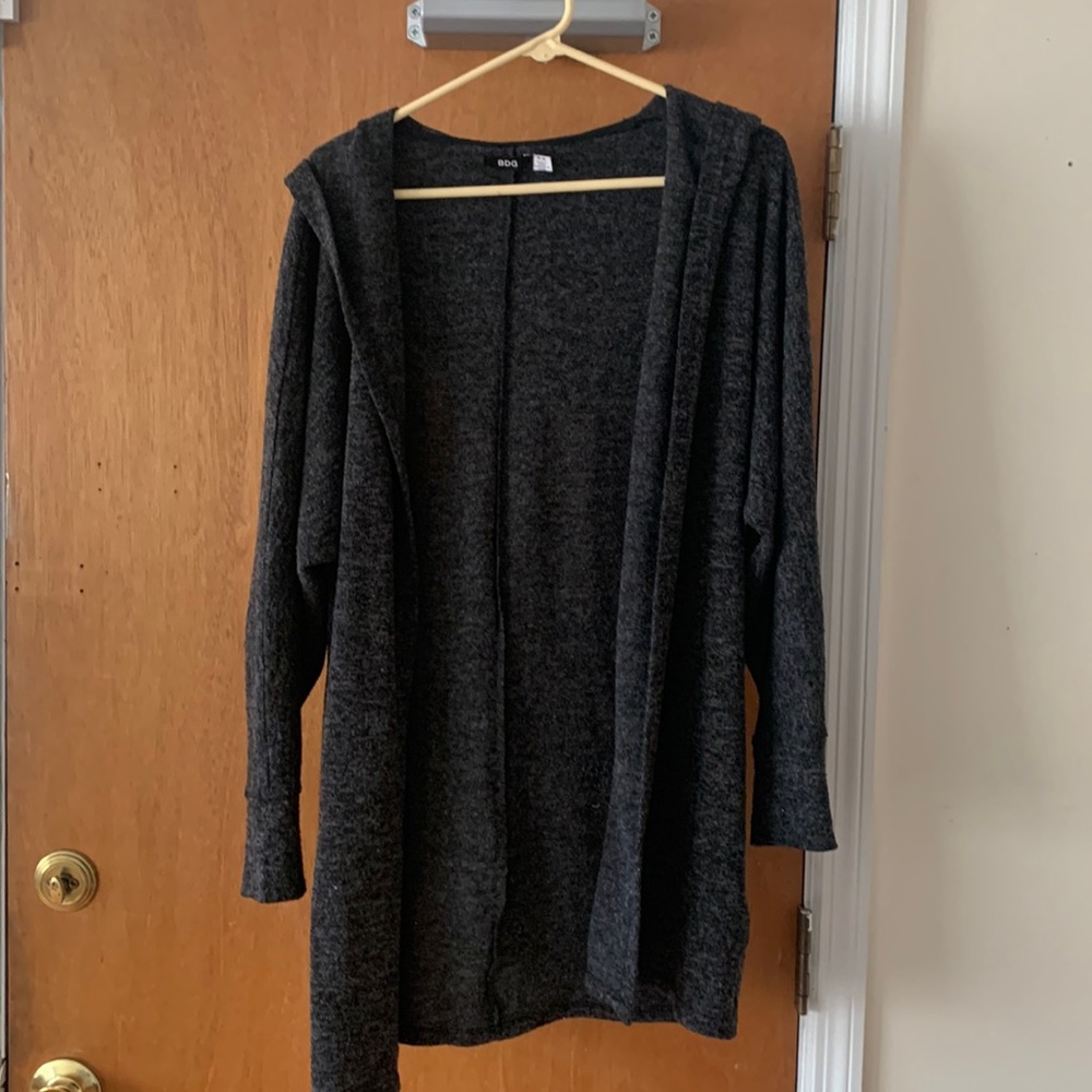 BDG urban outfitters size medium sweater gray tweed  hooded cardigan
